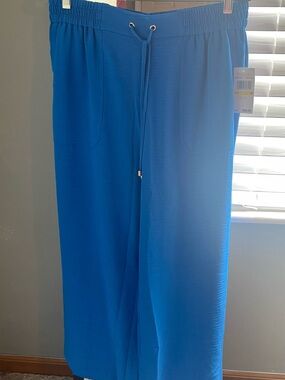 NWT Michael Kors Grecian Blue Wide-Leg Drawstring Pants with Pockets